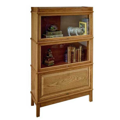 Hale Extra Deep 3 Tier Heritage Barrister Bookcase With Wood And