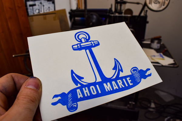 Ahoi Marie Letterpress Karte Grußkarte A6