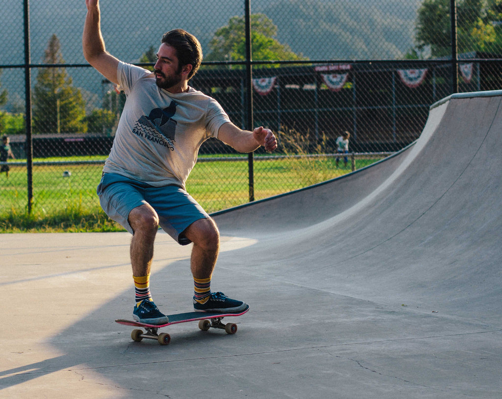 Skateboarder at St. Helena skatepark.