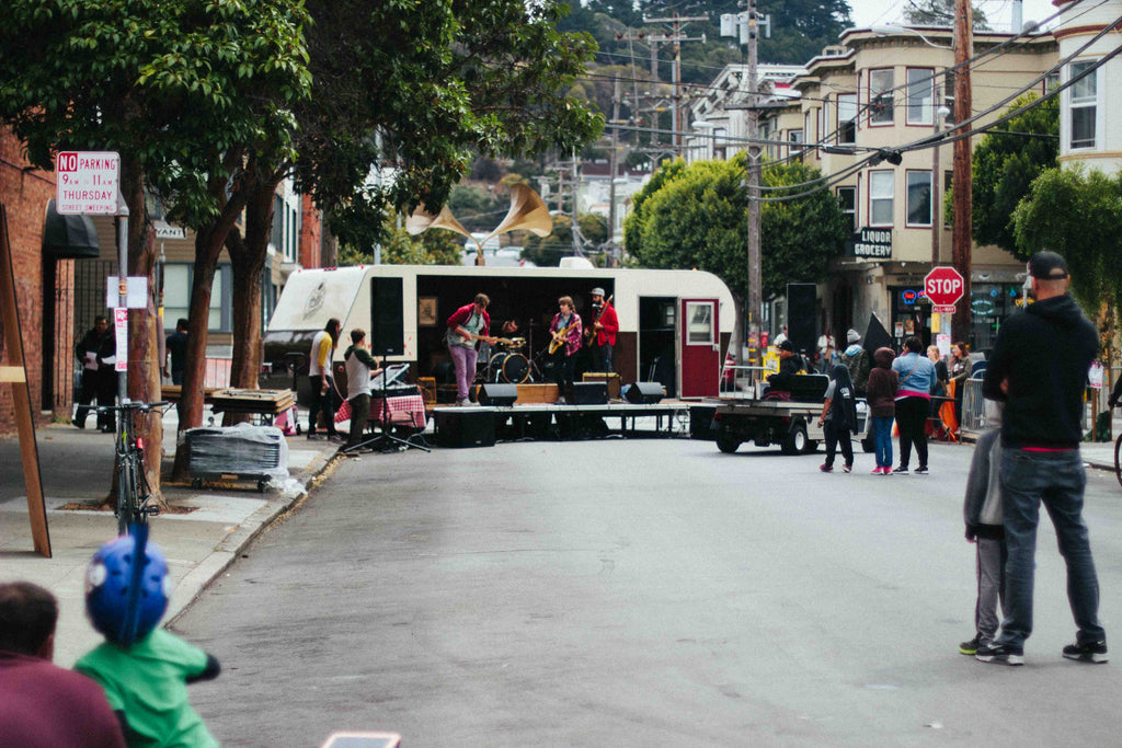 the bandwagon stage at the 20th street block party