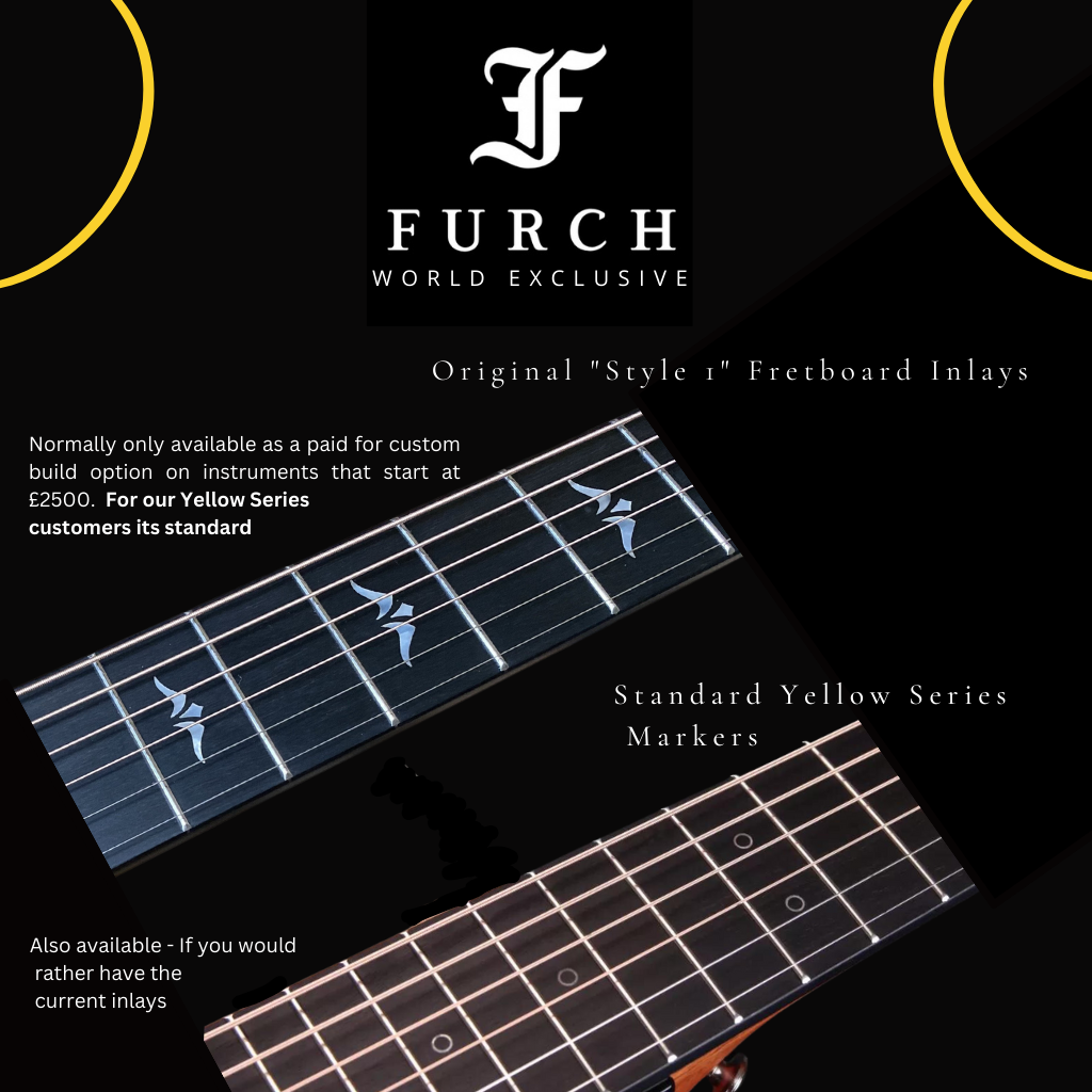 Furch Yellow Series Inlays.  World Exclusive Fretboard Inlay