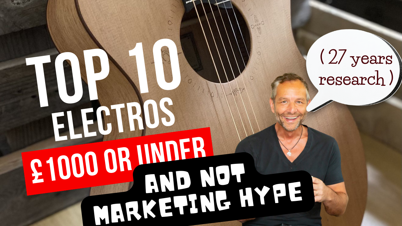 My personally recommended 10 electro acoustic guitar recommendations at £1000 or less
