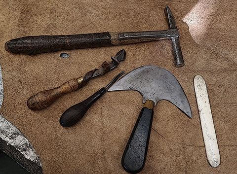 Walsall Hand Made Premium Leather Guitar Strap.  Just some of the tools involved in making your guitar strap