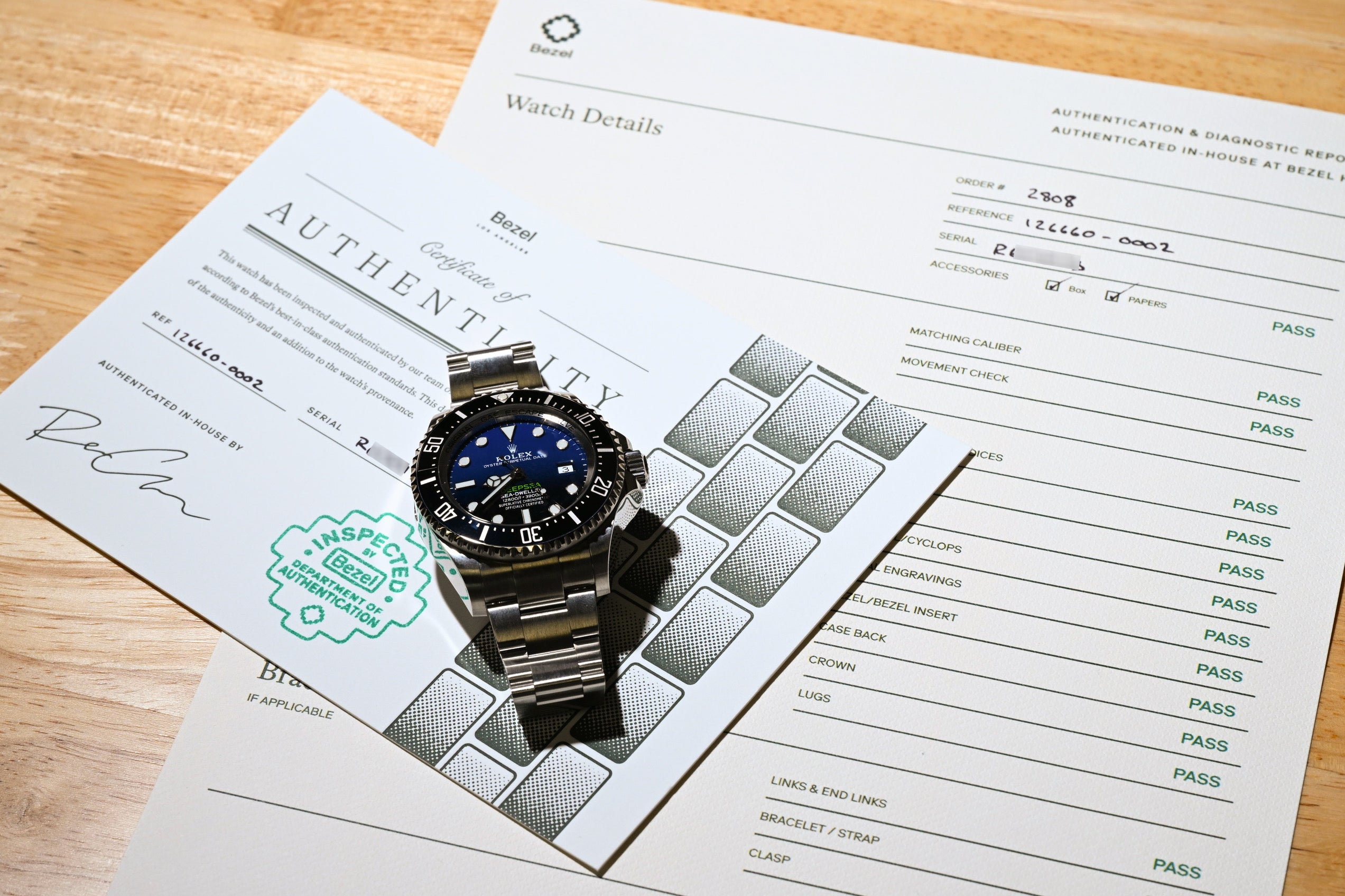 Bezel Authentication Certificate