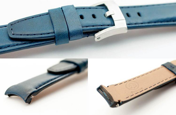 Everest blue leather watch strap with tang buckle