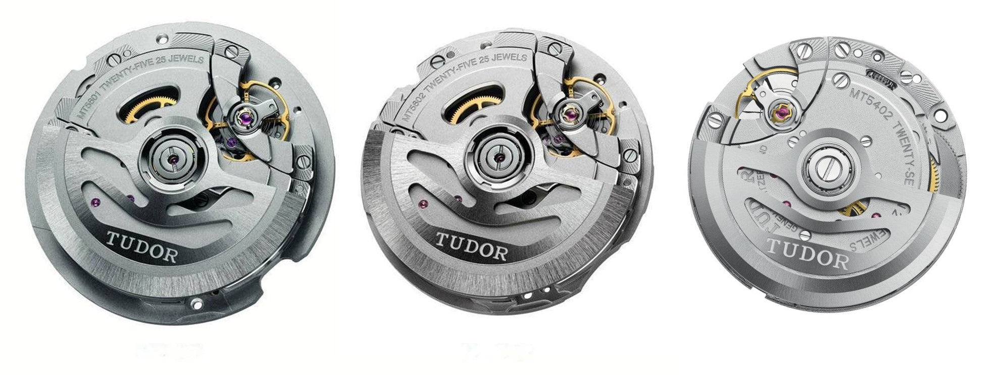 Tudor MT calibers side by side. Various sizes