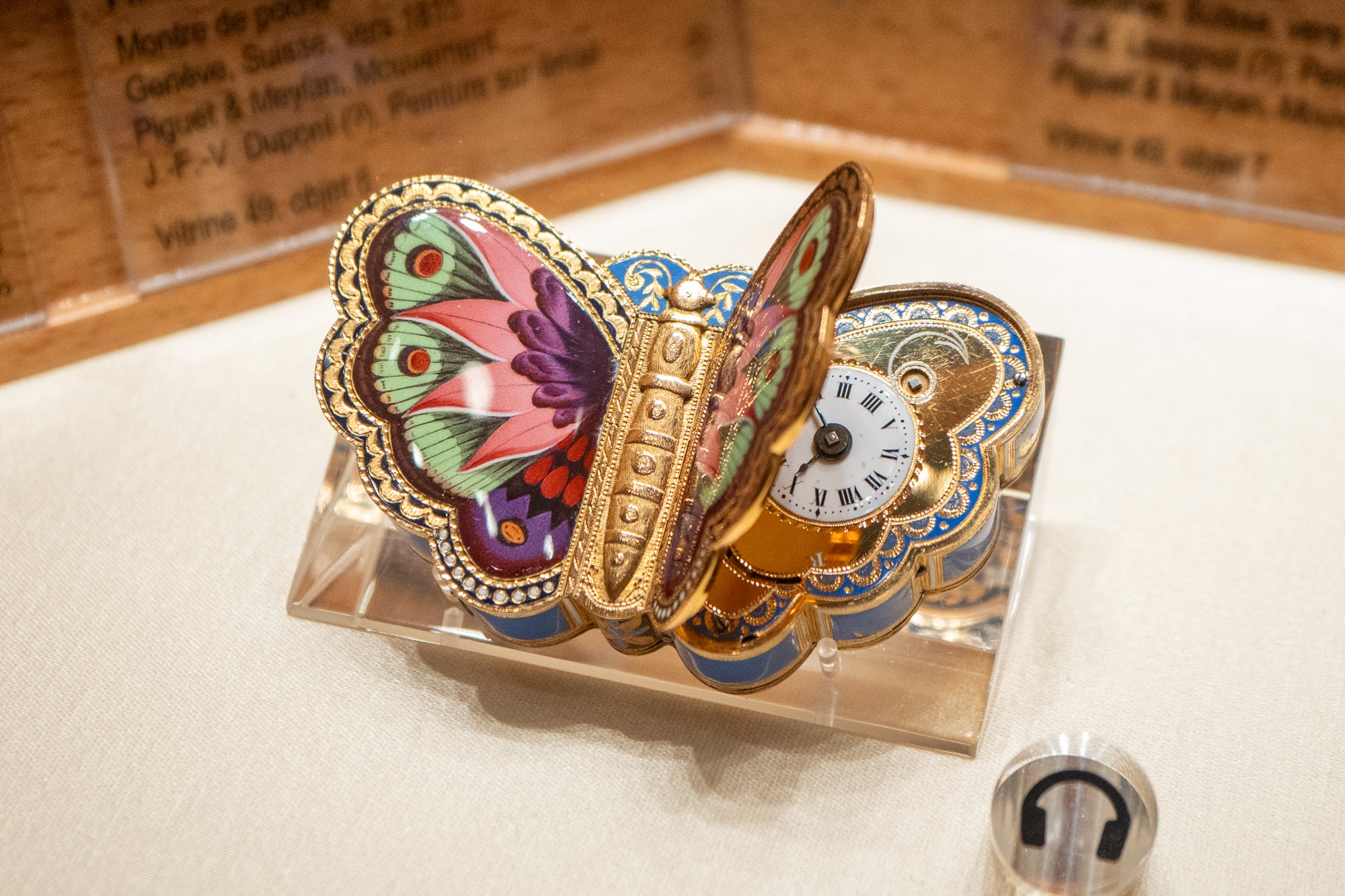 Enamel Butterfly Clock 1800s Geneva