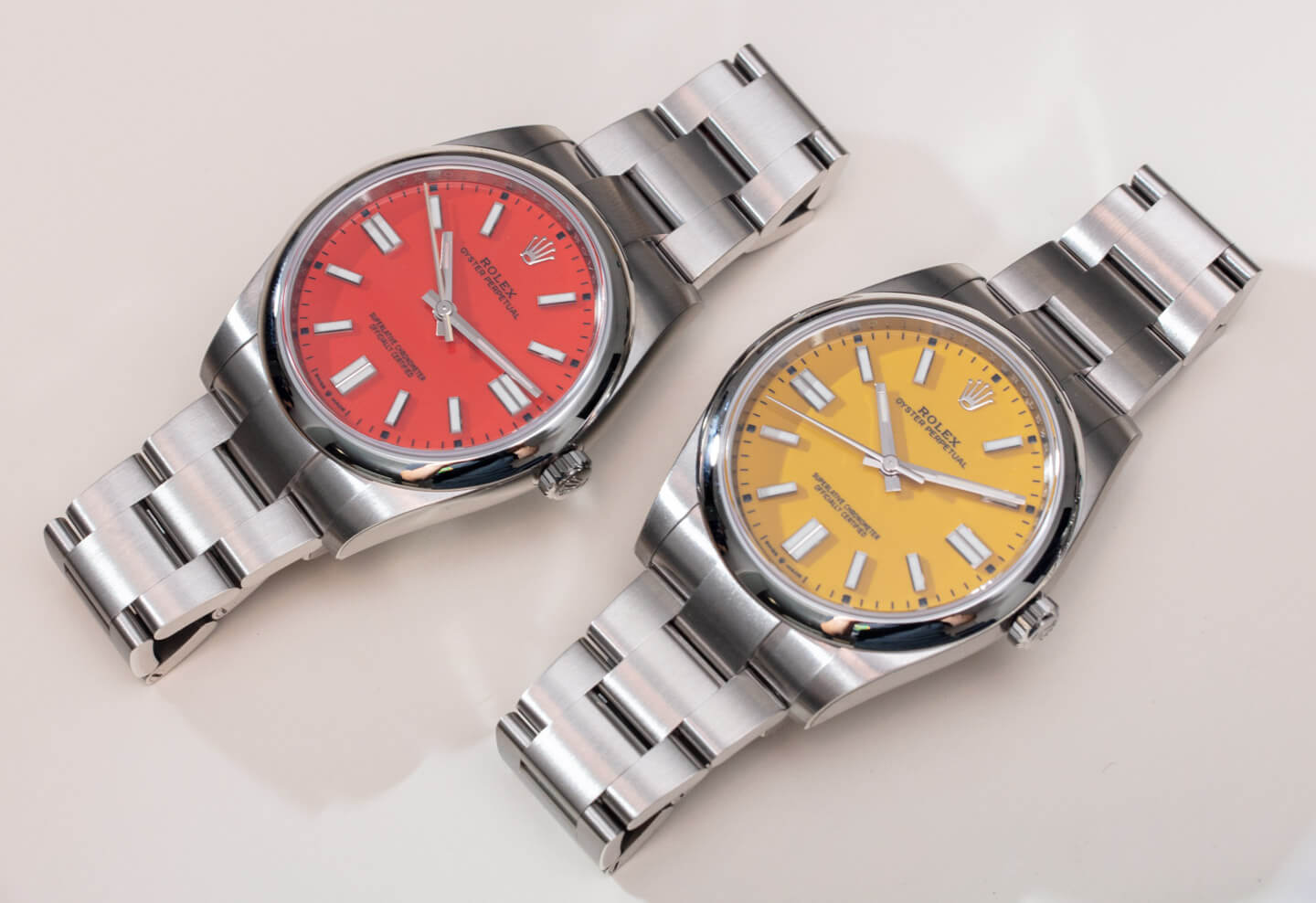 Rolex Coral Red and Yellow Oyster Perpetual 41mm