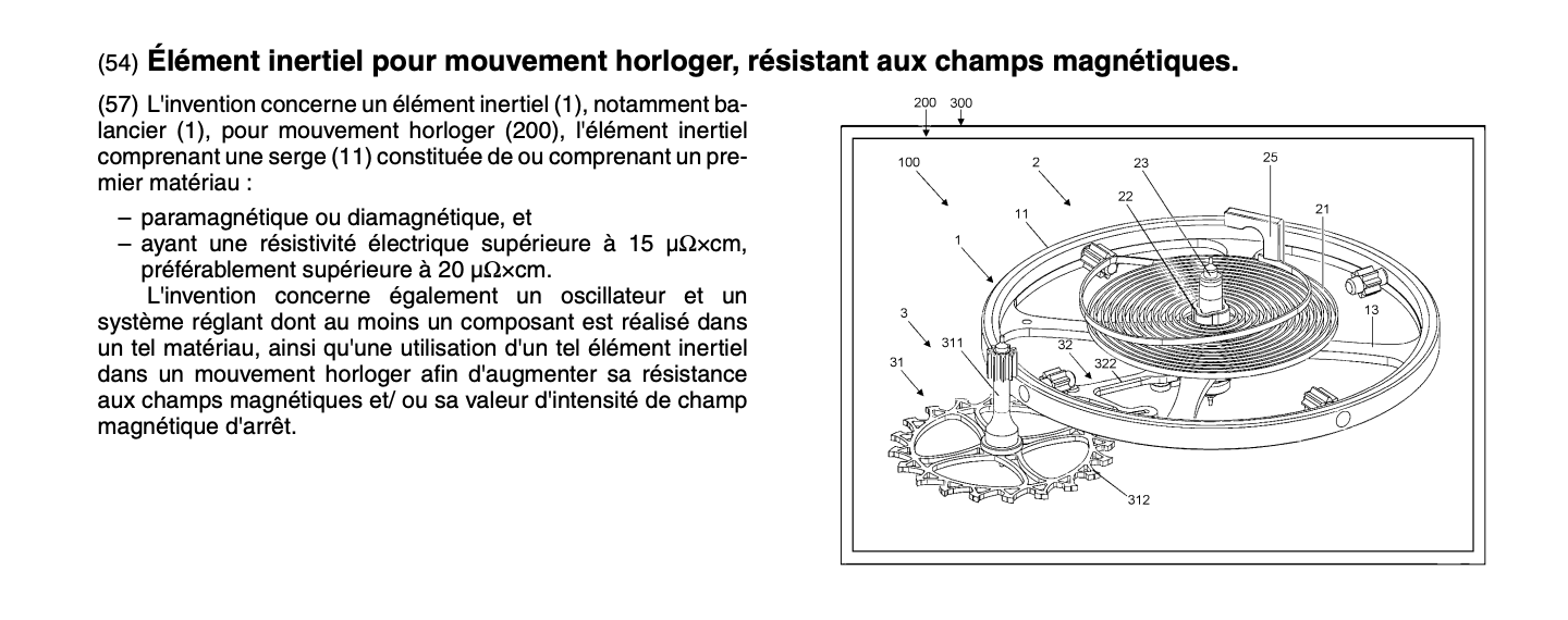 Rolex Antimagnetic Balance Wheel Patent