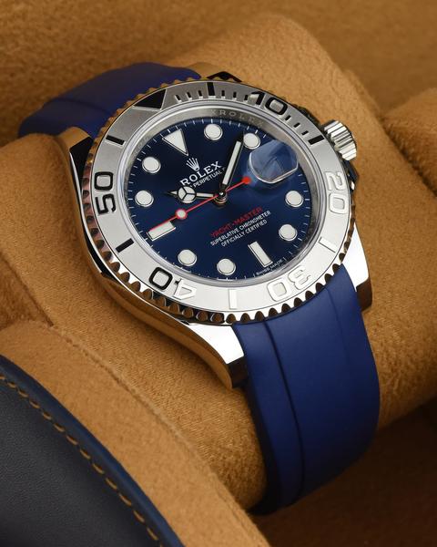 blue rubber strap on yachtmaster rolex
