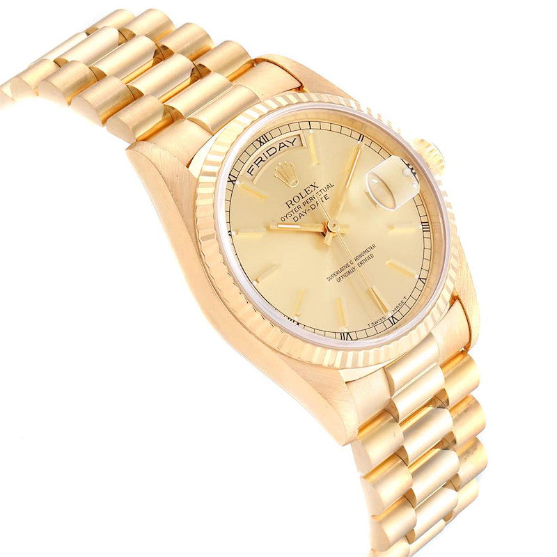 rolex day date watch in all gold on president bracelet