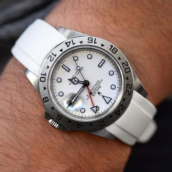 white rubber strap on rolex watch