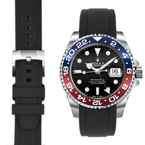 Curved End Rubber Strap for Rolex GMT Ceramic Jubilee with Tang Buckle - Everest Bands product image