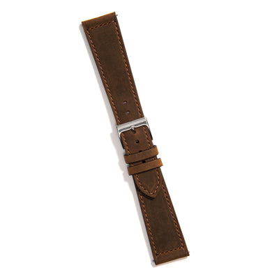 Curved End Camel Leather Universal Watch Strap for 20mm & 22mm Lug ...