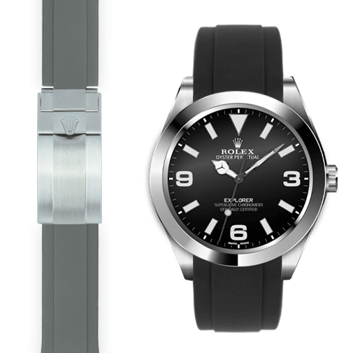 rubber strap rolex explorer