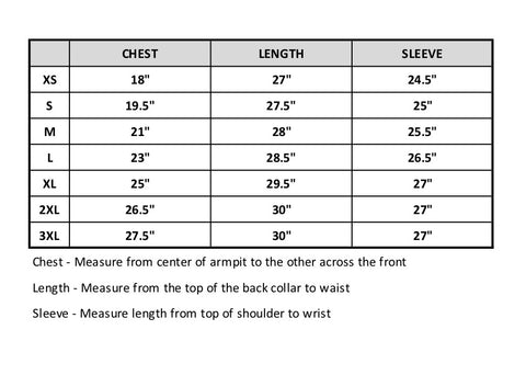 Size chart is shown, click for reader friendly version