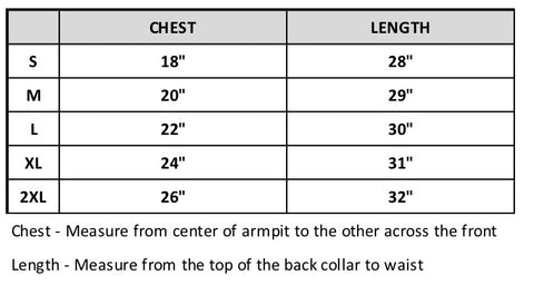 Size chart is shown, click for reader friendly version