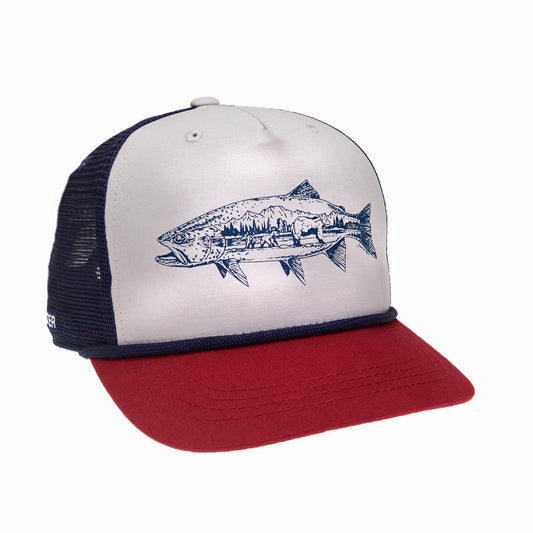 North Carolina NC Flag Fly Fishing Trout Snap Back Trucker Hat Rep Your  Water 