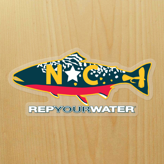 North Carolina Fly Fishing Sticker Decal - Self Adhesive Vinyl -  Weatherproof - Made in USA - nc fish lure tackle flies fly rod angler 
