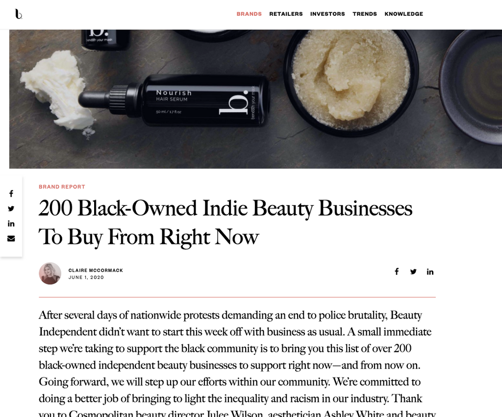 Free + True in Beauty Independent - Black-Owned Indie Beauty Brands