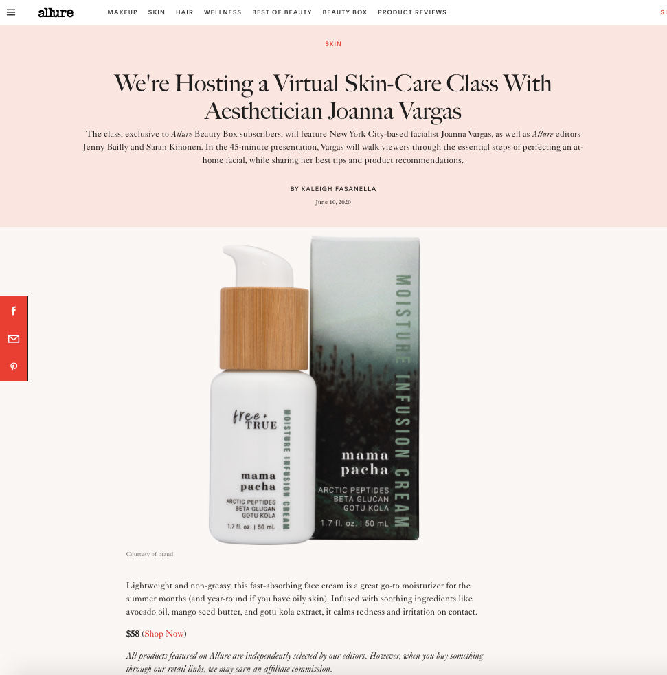 Free + True Skincare in Allure Magazine