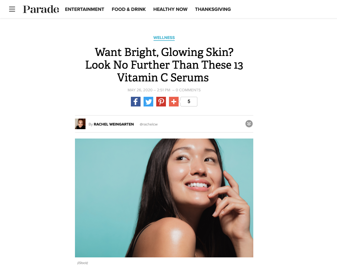 Free + True Skincare featured in Parade