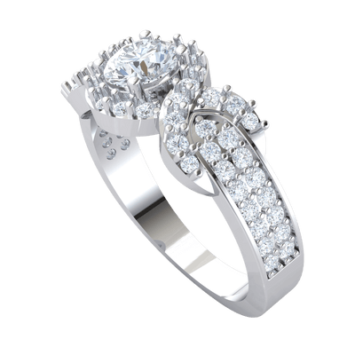 1.05 Ct JK I1 Stunning White Diamond Solitare Surrounded By Sparkling Diamonds Set In Real Diamond Filled Band in 10 kt Gold
