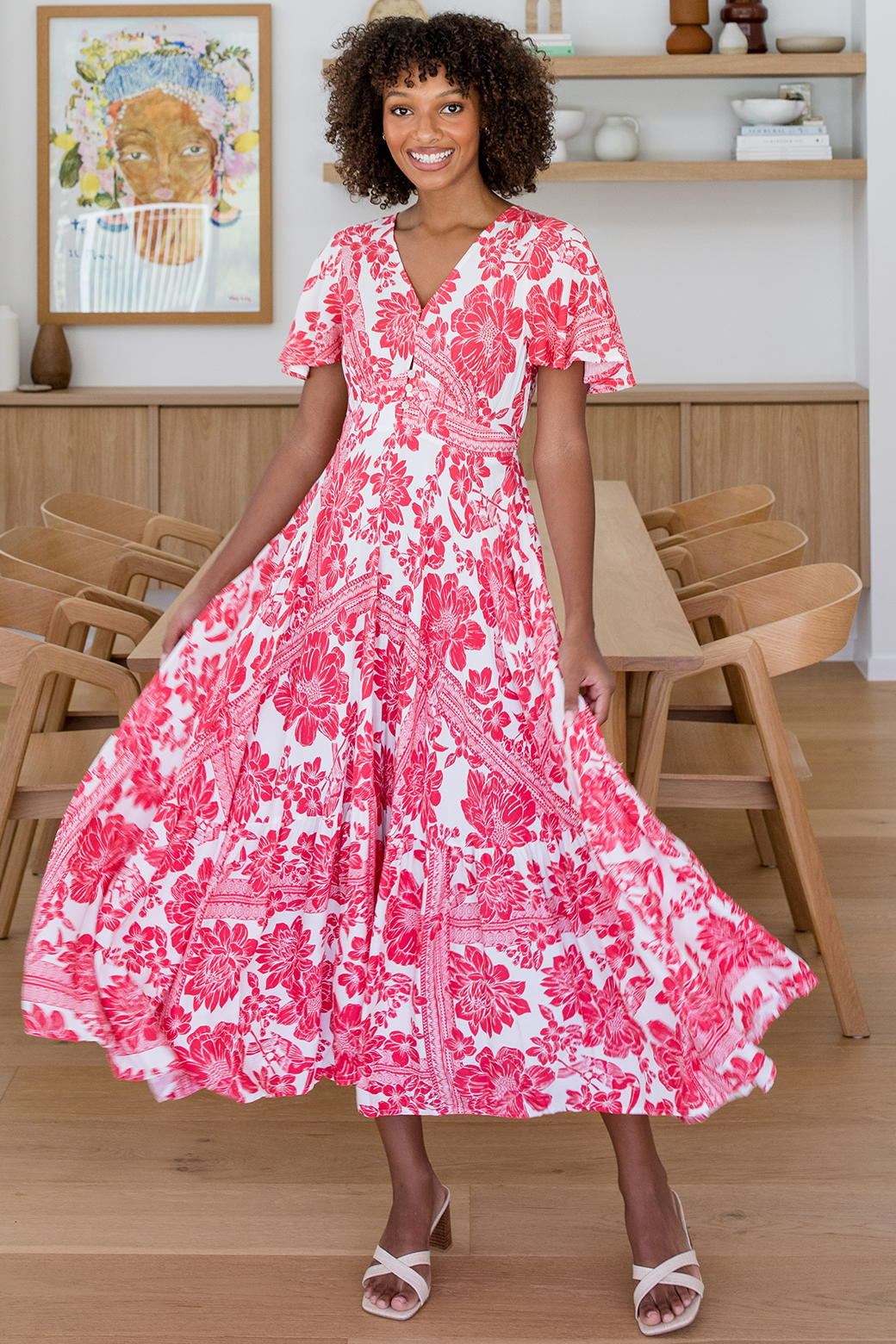 Buy Global Desi Women Orange & Blue Printed Maxi Dress - Dresses for Women  2115648 | Myntra