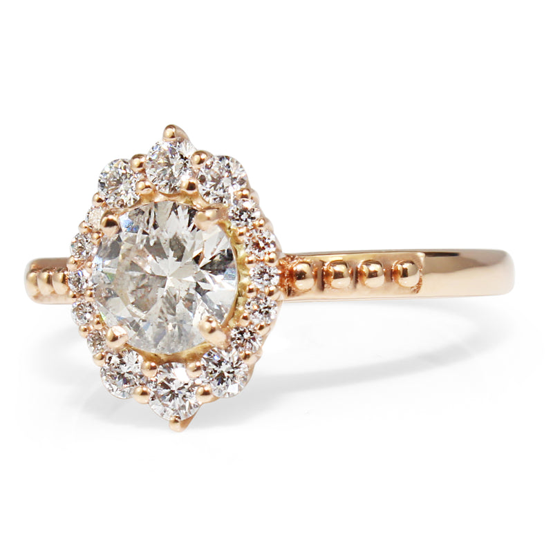 18ct Rose Gold Vintage Style Diamond Halo Ring – BURLINGTON