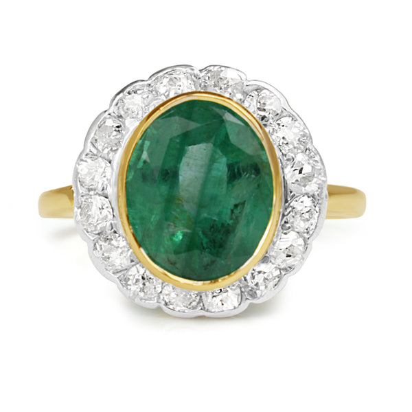18ct Yellow and White Gold Vintage Emerald and Diamond Ring – BURLINGTON