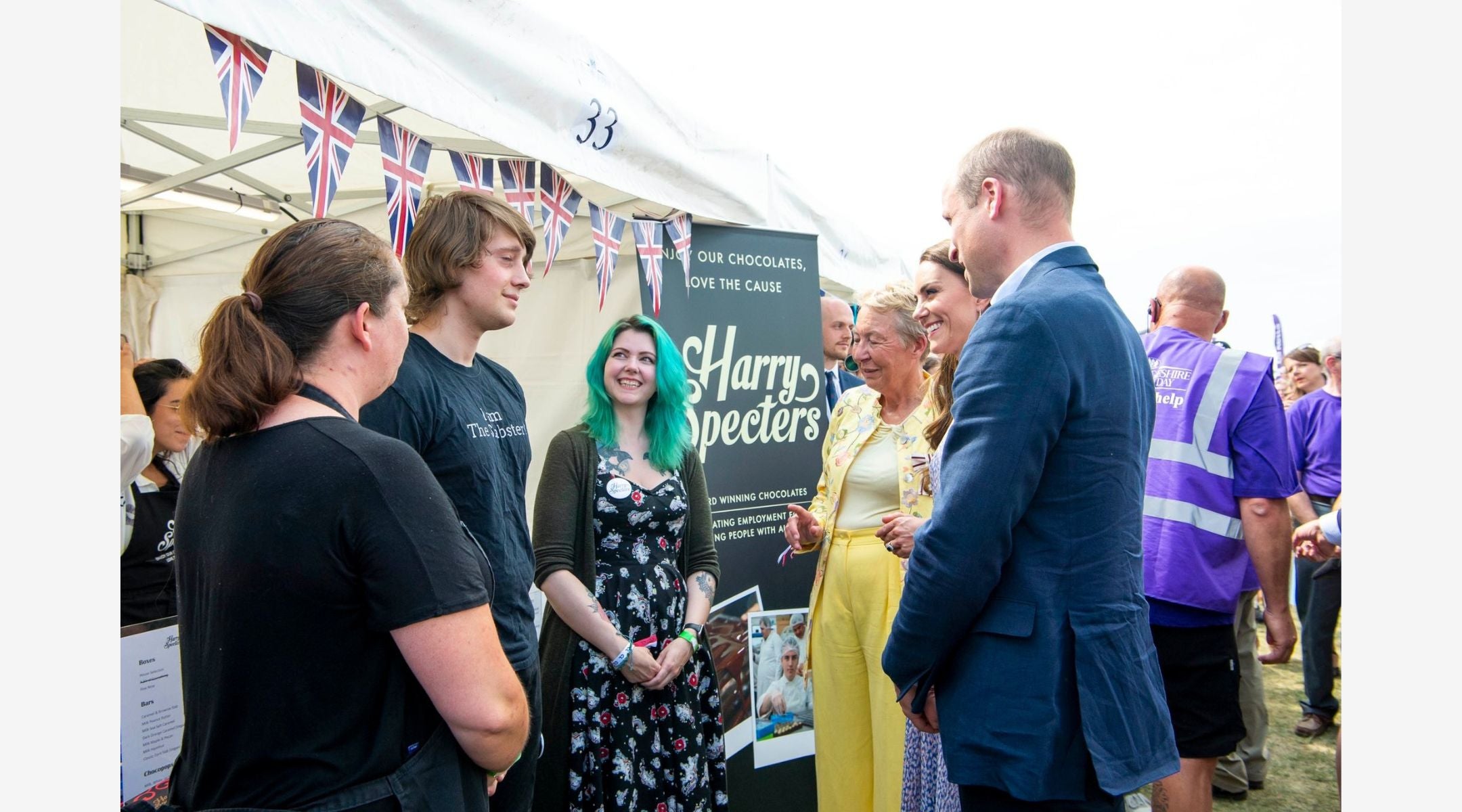 The Prince and Princess of Wales (then Duke and Duches of Cambridge) meeting the Harry Specters Team