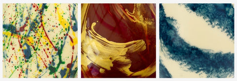 Close up showing colourful designs of Harry Specters chocolate Easter eggs