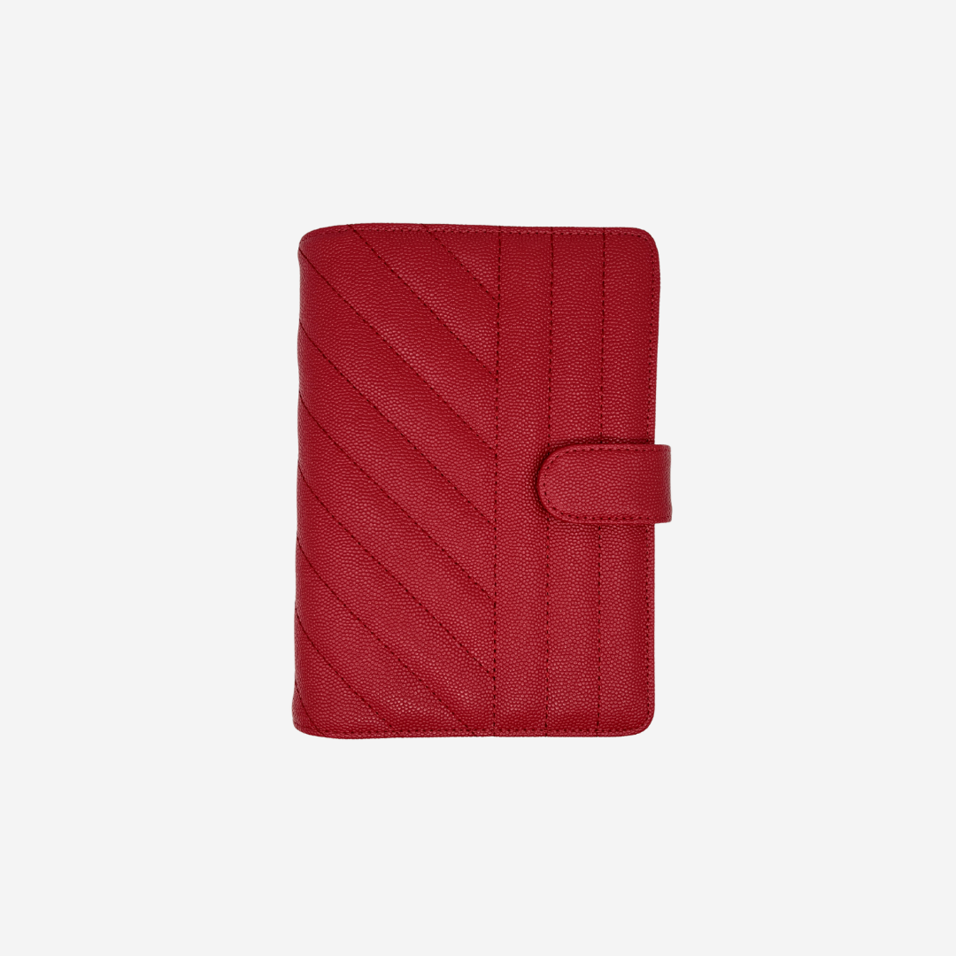GLITCH A5 Rings Leather Agenda Cover Signature Quilted, Cinnamon