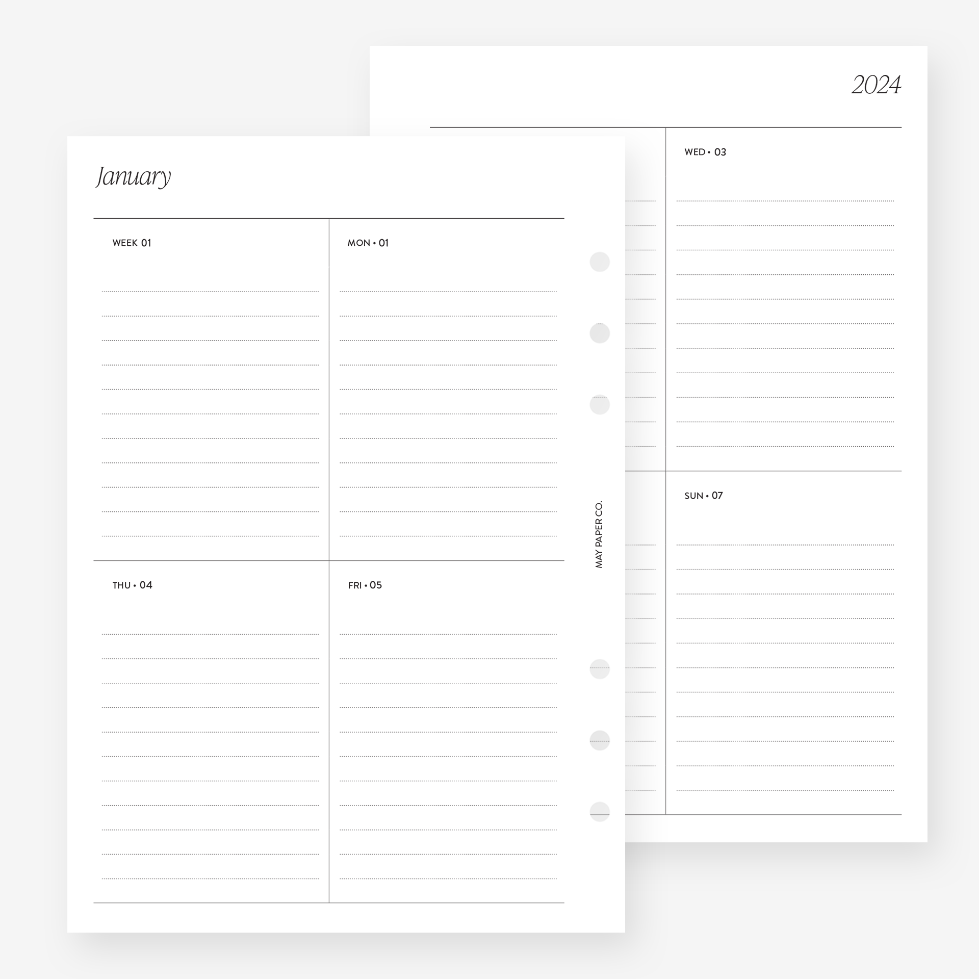 2024 Two Page per Day Daily Planner Printable W/ Weekly Dashboard