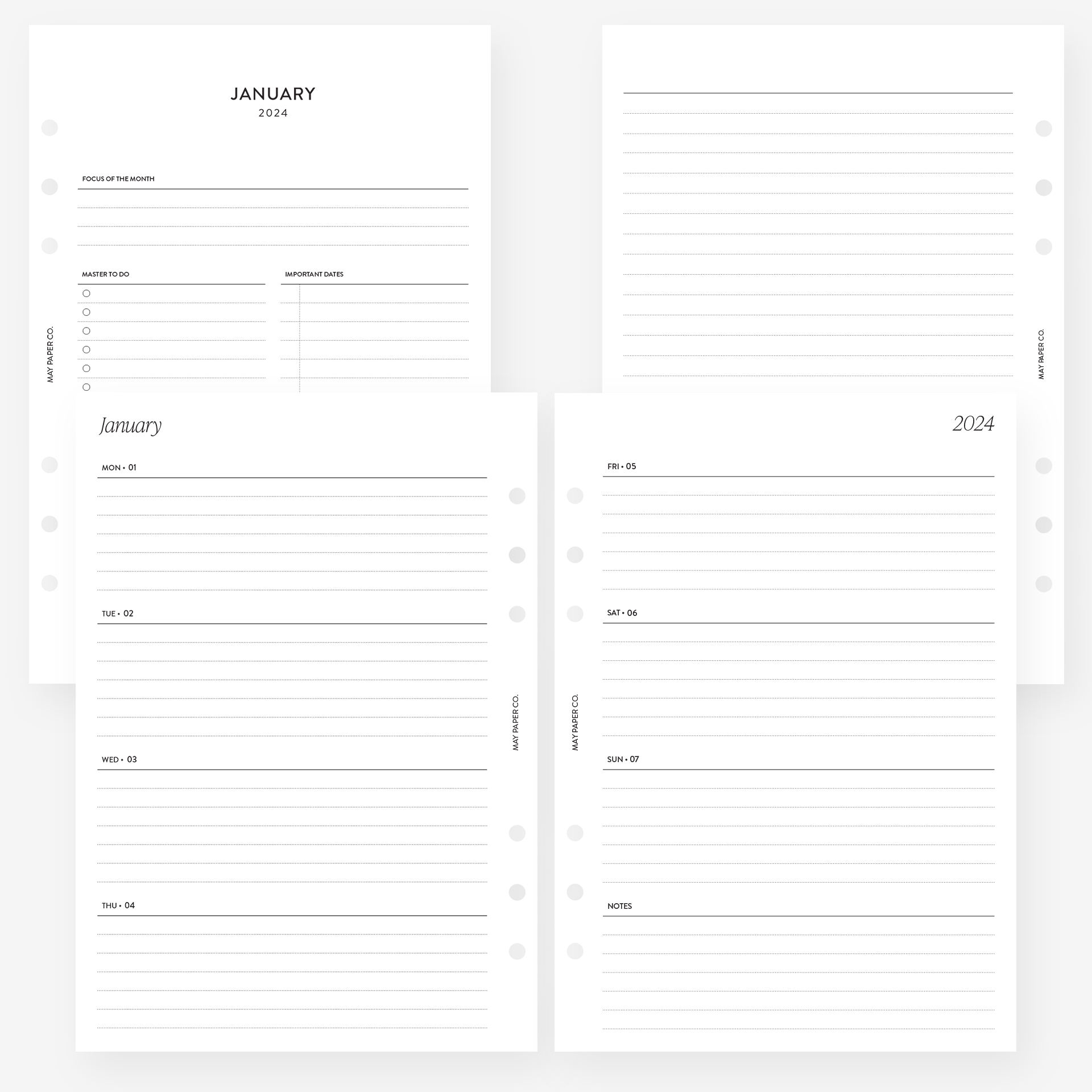 Filofax A5 Minimal week to view vertical 2024 diary with appointments, White