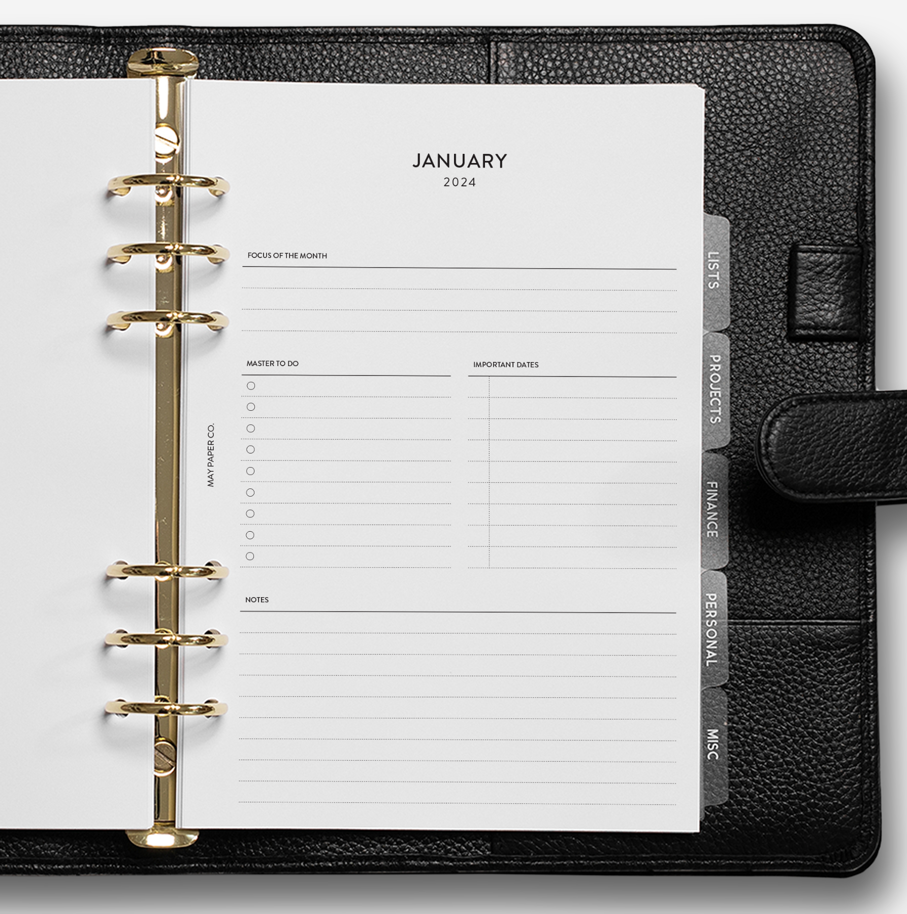 Handmade Luxury A6/A5 Personal-Size Checkered & Black Agenda Planner, 6-RING