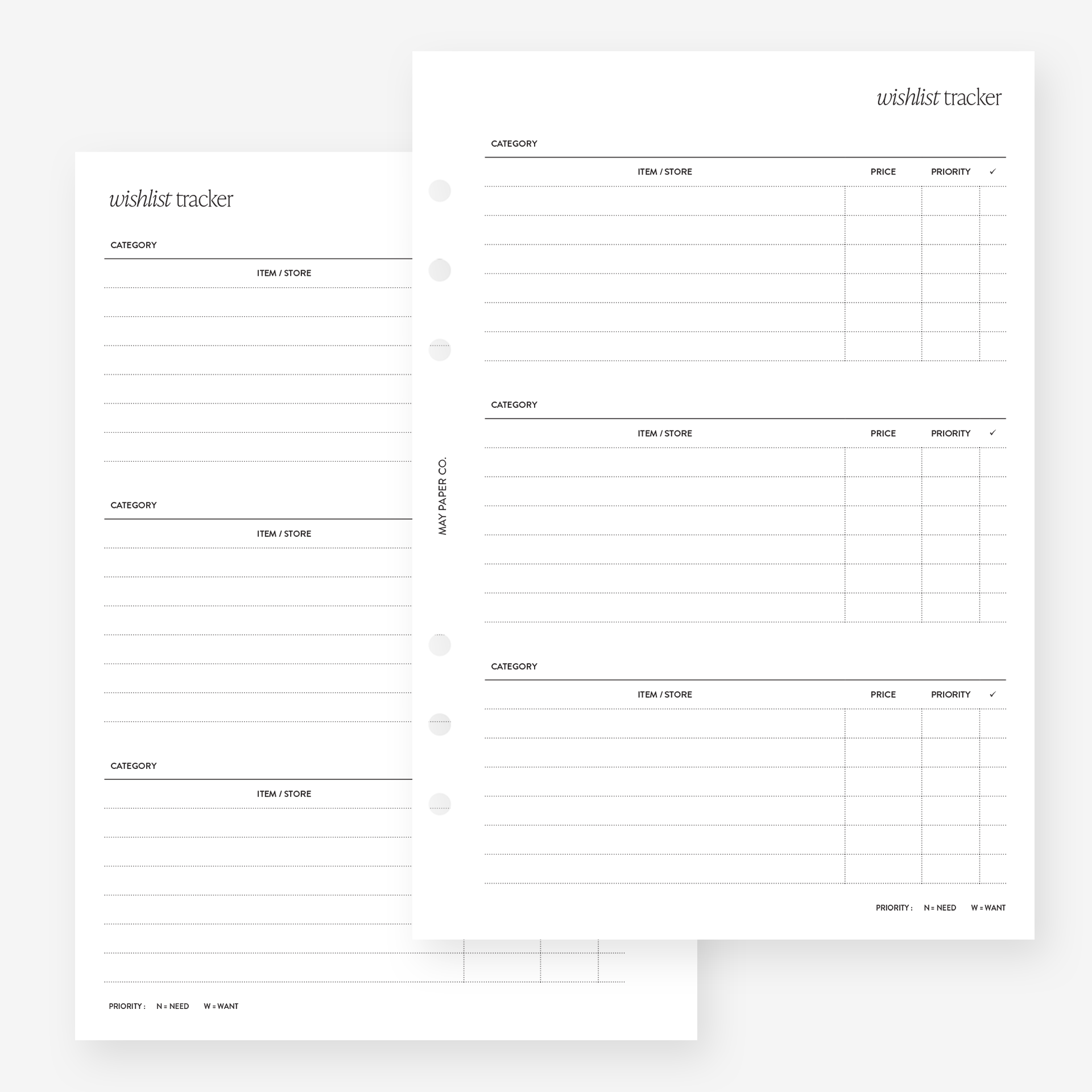 Meeting Notes Planner Inserts