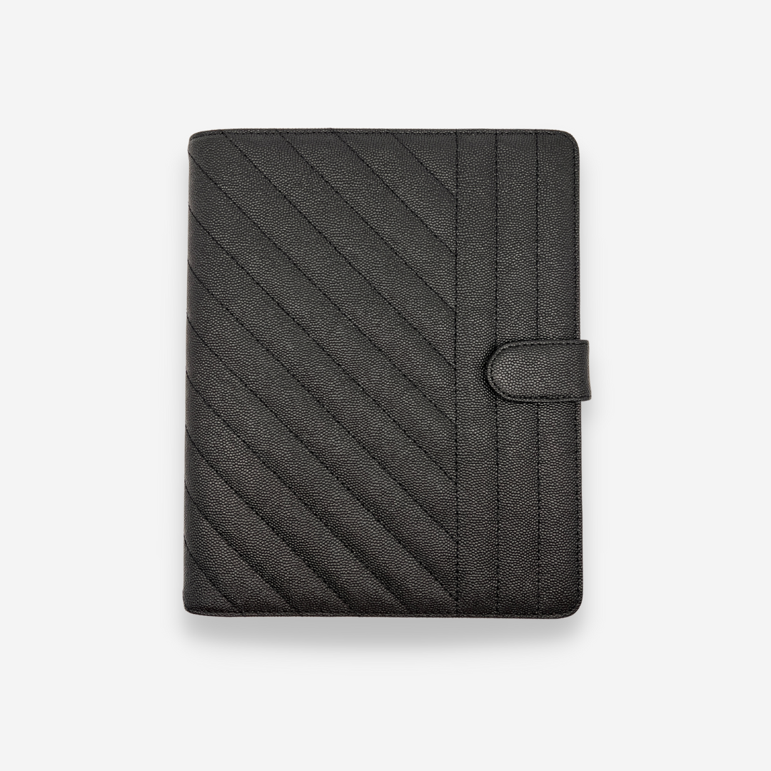 A5 Pebble Leather Planner Black Agenda, Ringbound, 30mm Rings, Back Po–  Planner Press