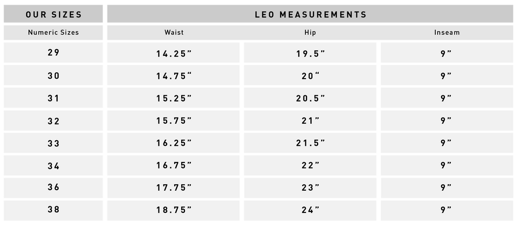 Leo Garment Measurements – Bridge & Burn