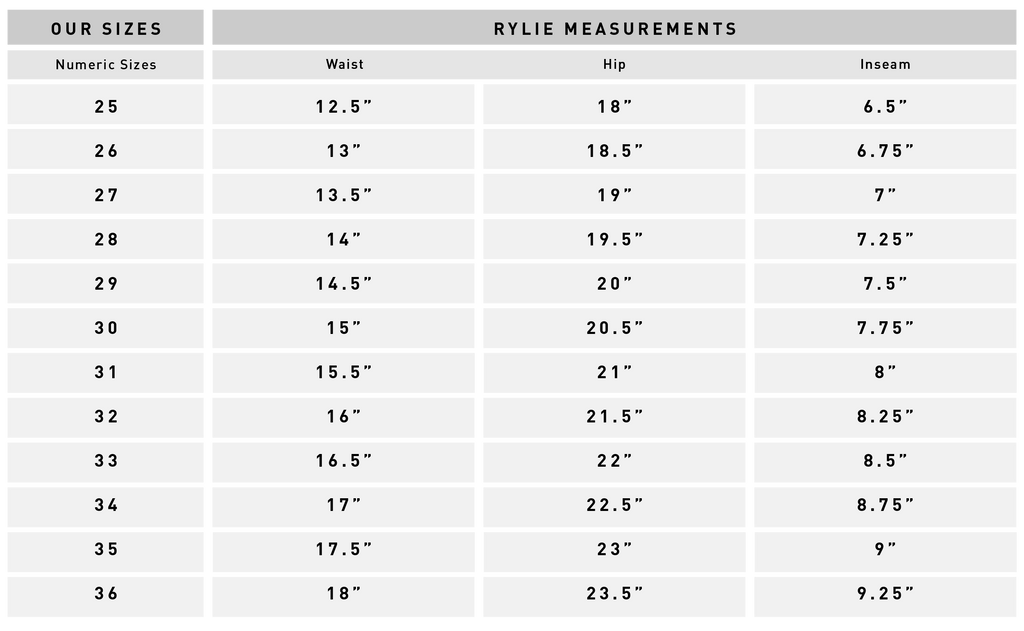 Rylie Garment Measurements – Bridge & Burn