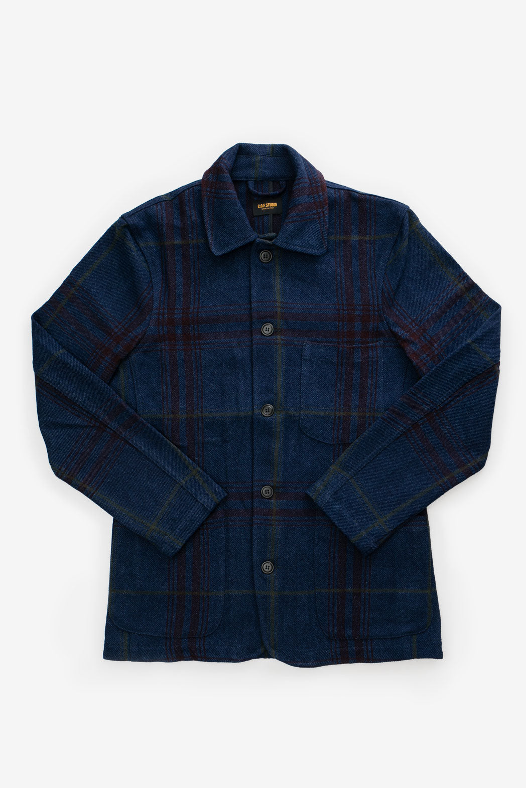 C.O.F. Studio Brewer Jacket Indigo Tartan Plaid