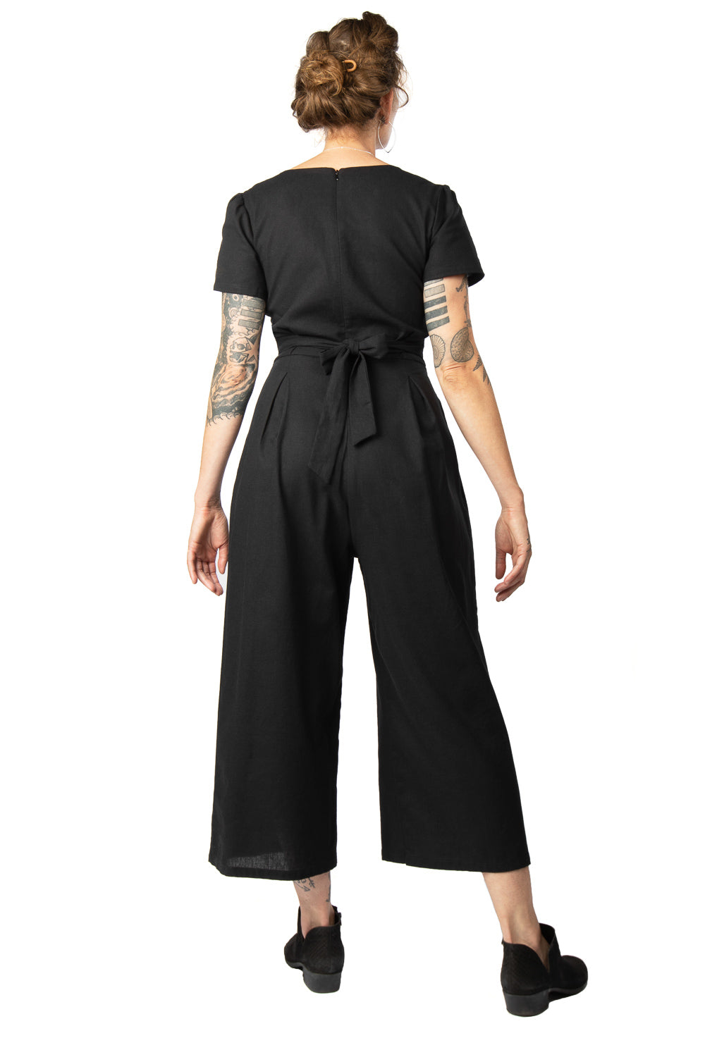 Vega Jumpsuit in Black Linen