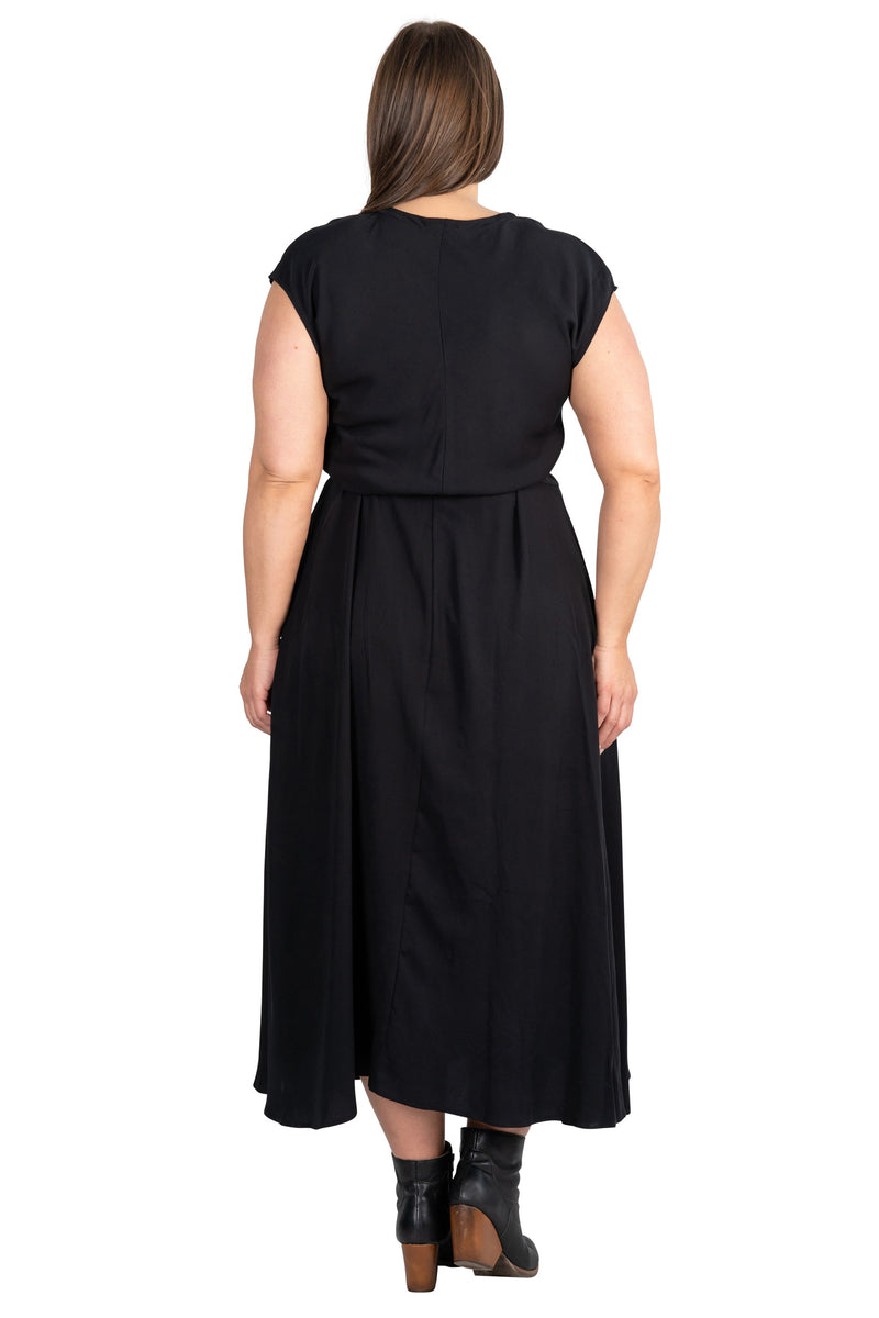 Belted Bias Dress in Black by Field Day