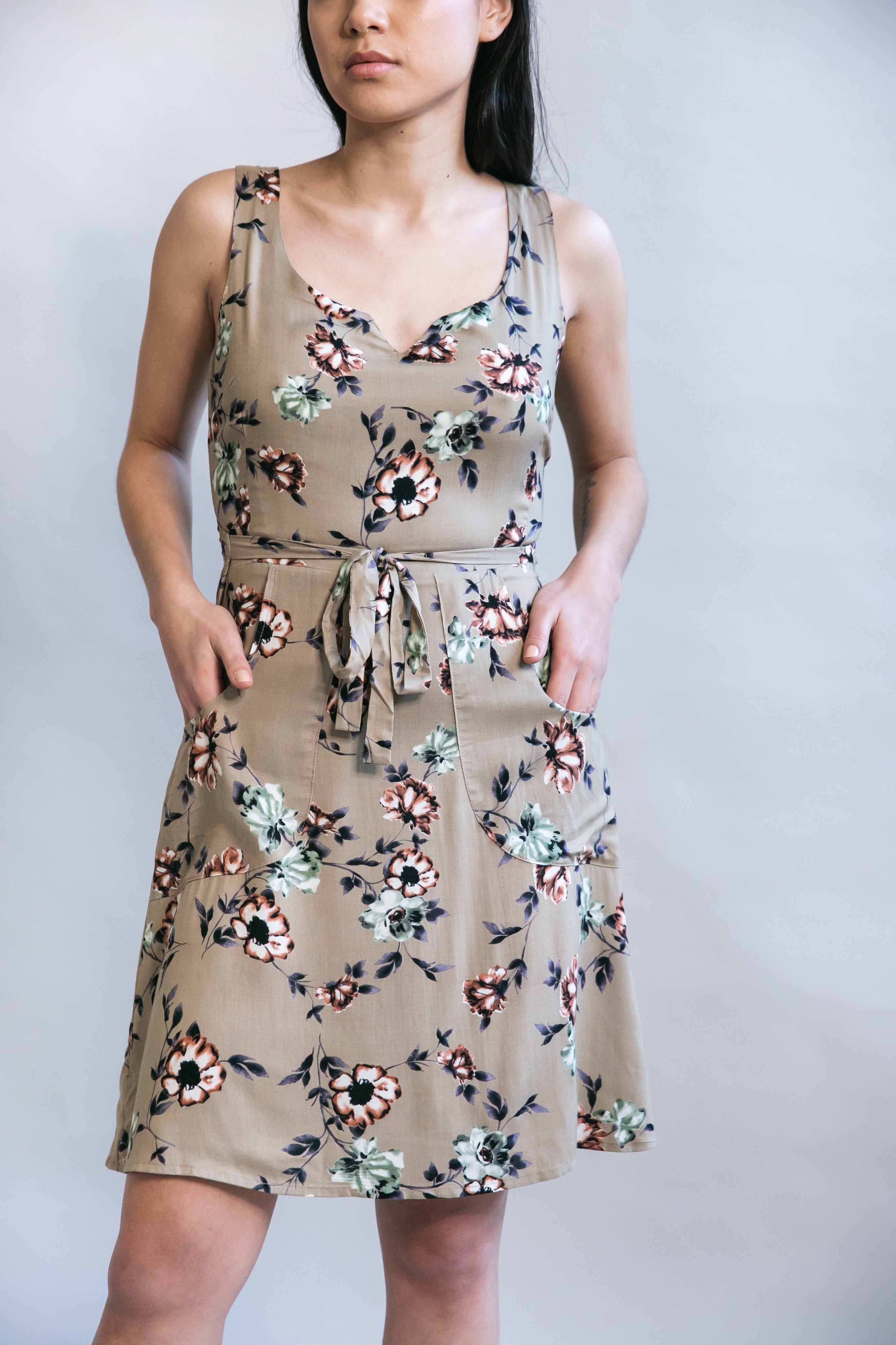 Wrap Dress in Taupe Floral