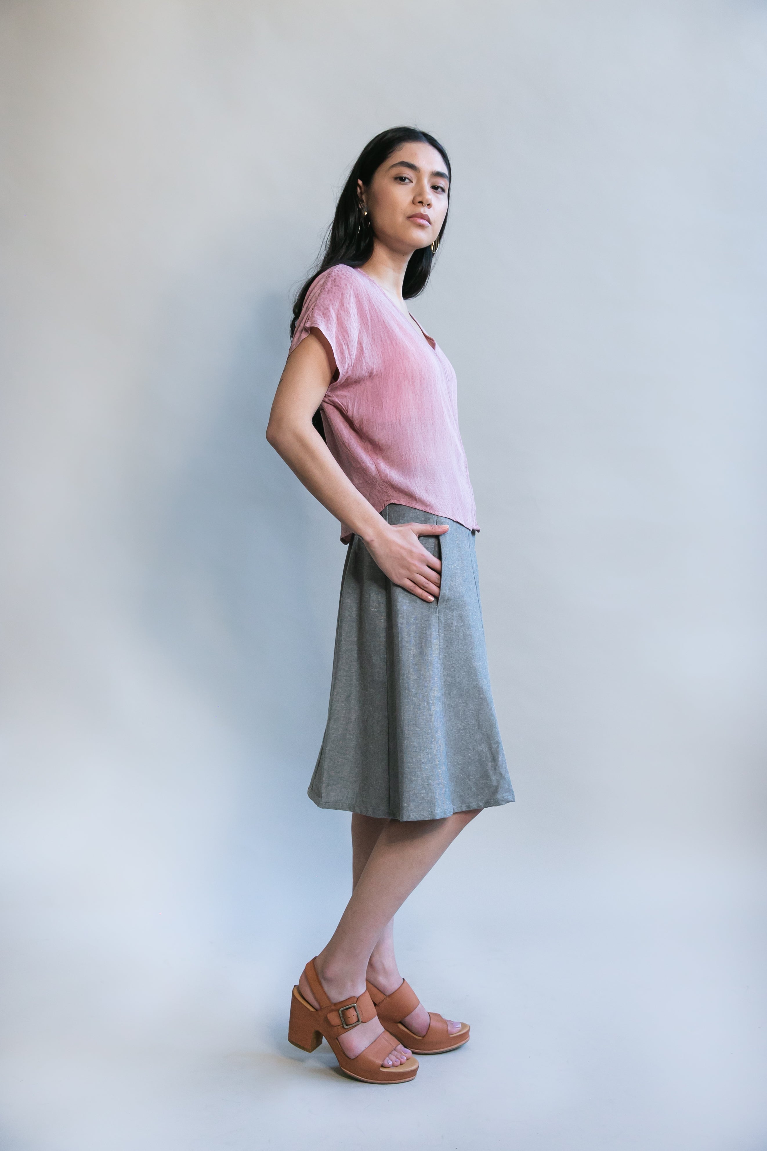 Bae Skirt in Taupe Linen