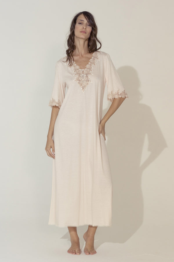 FOUND IN SPAIN Beautifully Made Cotton Night-gown Gorgeous Cotton