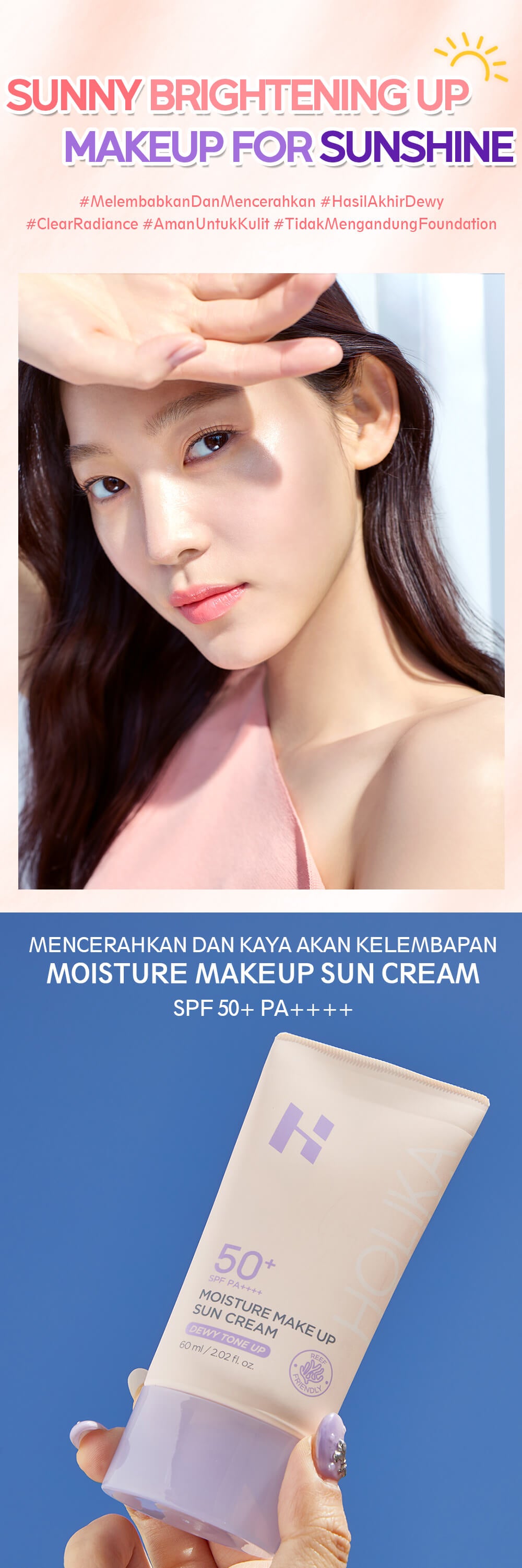 Holika Holika Moisture Make Up Sun Cream Dewy Tone Up | Hybrid Sunscreen