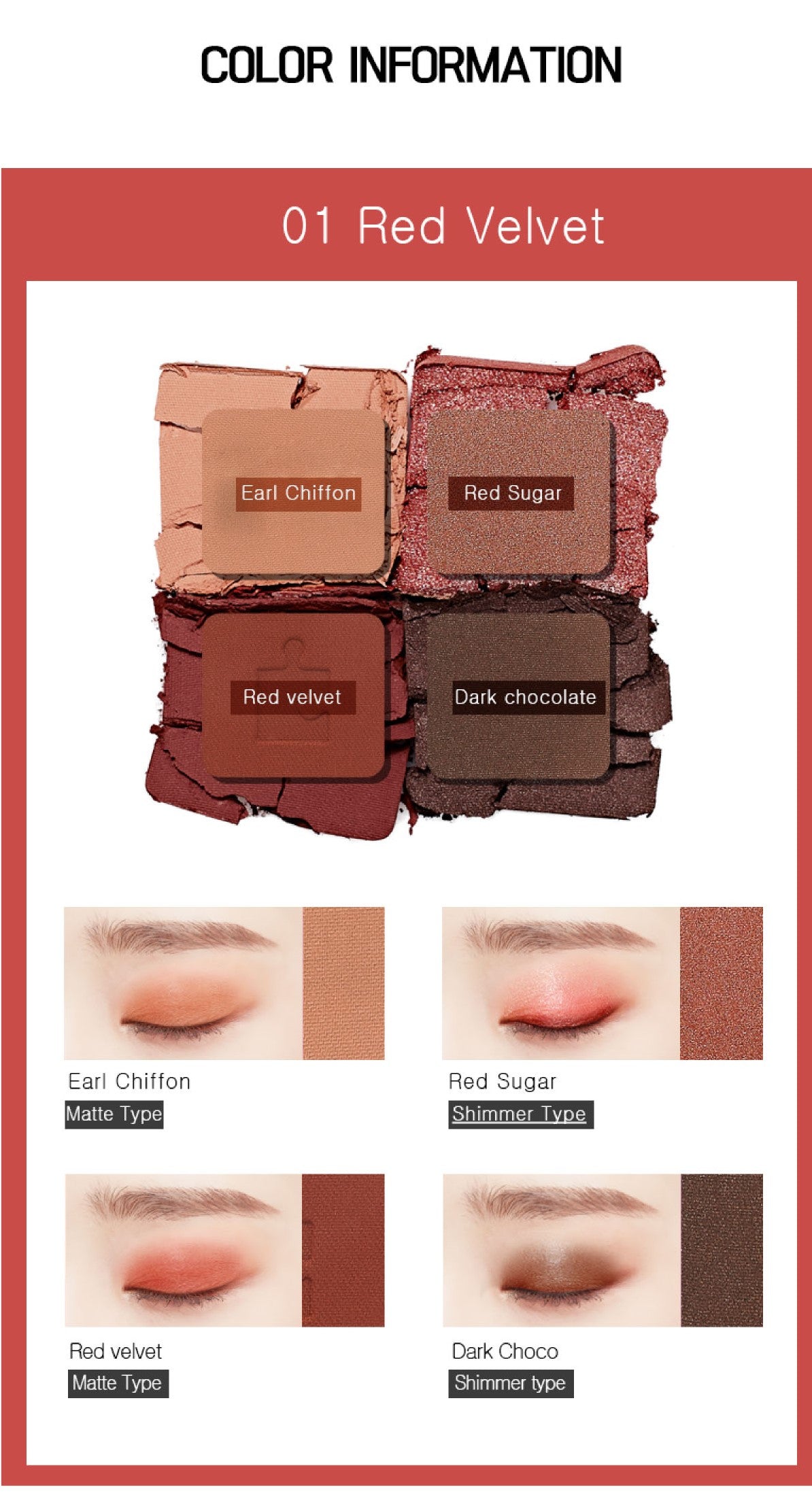 Eyeshadow Palette - Piece Matching Shadow Palette Red Velvet