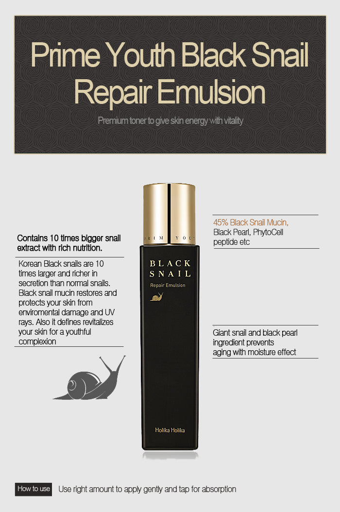 Pelelmbab Wajah | Prime Youth Black Snail Repair Emulsion