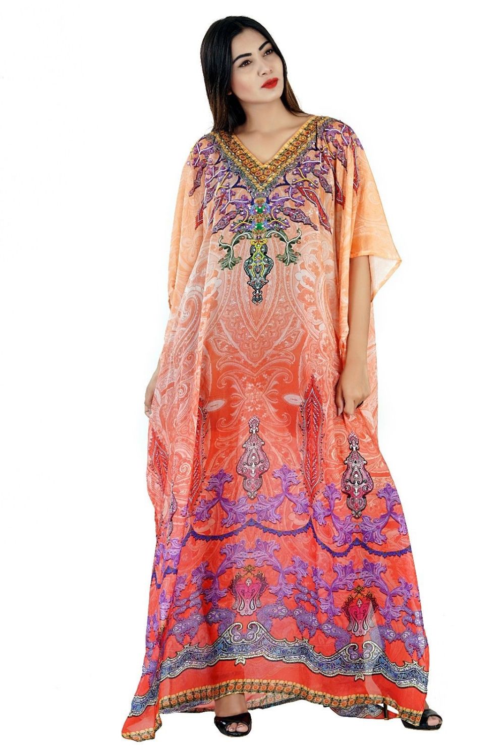 Enthralled Tribal approach Silk Kaftan of Full length amiable and fash ...
